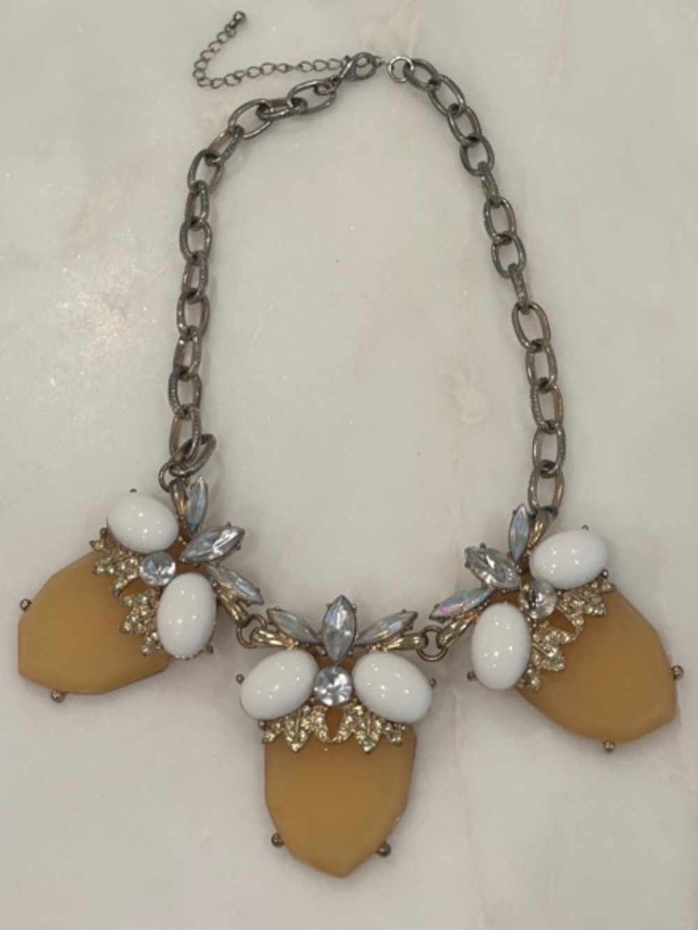 J. Crew Yellow and White Crystal Bib Necklace